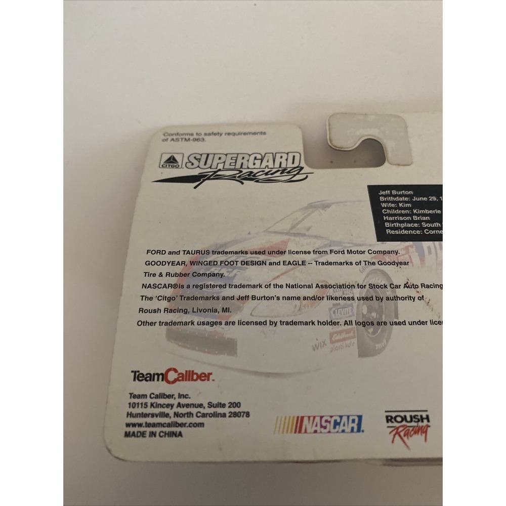 NASCAR Jeff Burton Citgo Supergard Diecast Racing Car - #99 Diecast NEW Unopened - Picture 4 of 6
